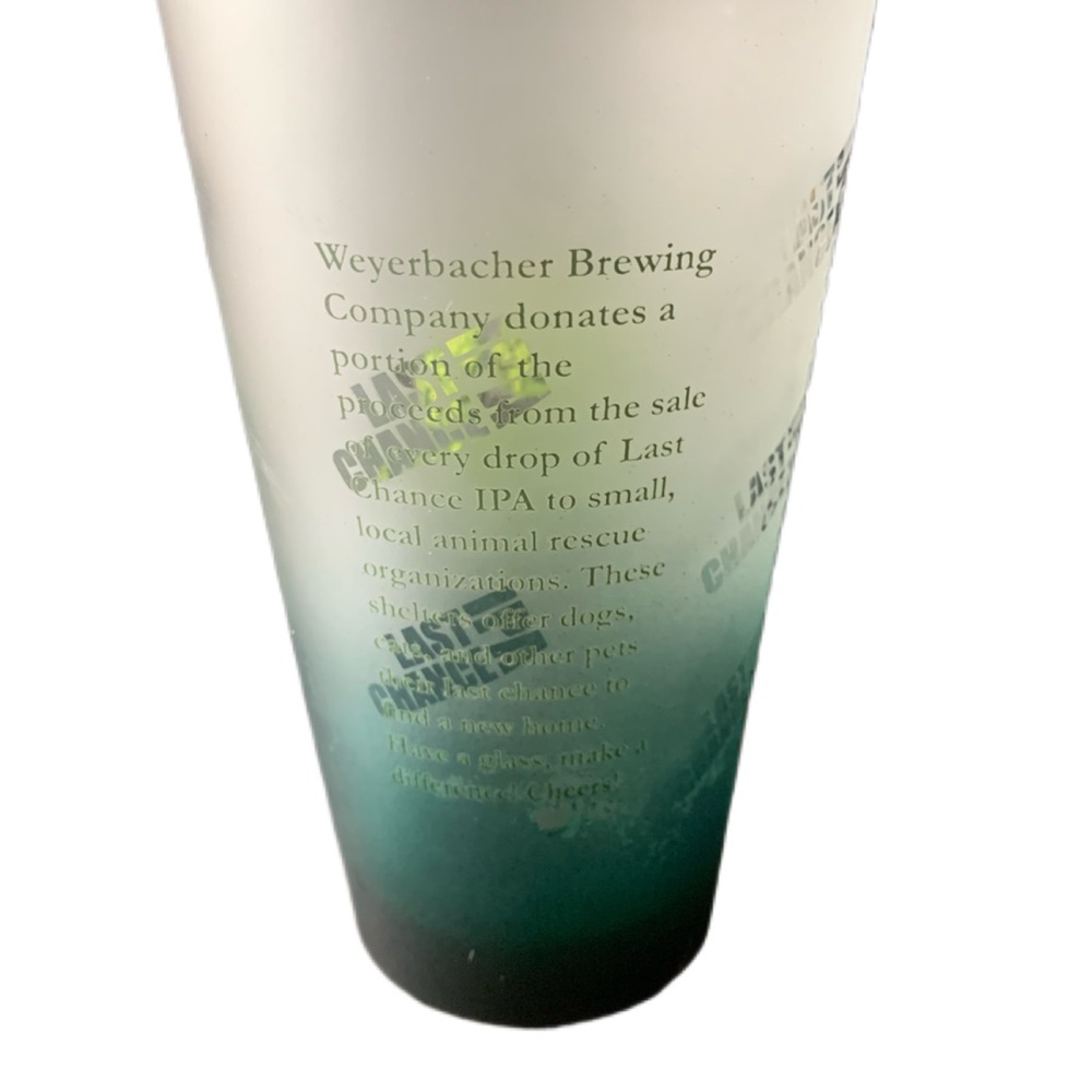 Pre Owned Weyerbacher Last Chance IPA Beer Lager Frosted Pint Glass Heavy Base - Picture 6 of 14
